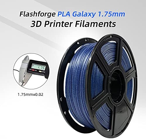 FLASHFORGE PLA Filament 1.75mm Galaxy Blue, 3D Printer Filament with Silver Glitter 1kg (2.2lbs) Spool, Dimensional Accuracy +/- 0.02mm, Shimmering 3D Printing Filament for Unique Finish