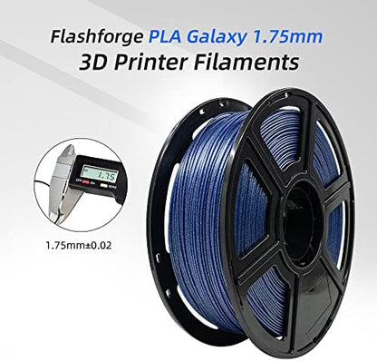 FLASHFORGE PLA Filament 1.75mm Galaxy Blue, 3D Printer Filament with Silver Glitter 1kg (2.2lbs) Spool, Dimensional Accuracy +/- 0.02mm, Shimmering 3D Printing Filament for Unique Finish