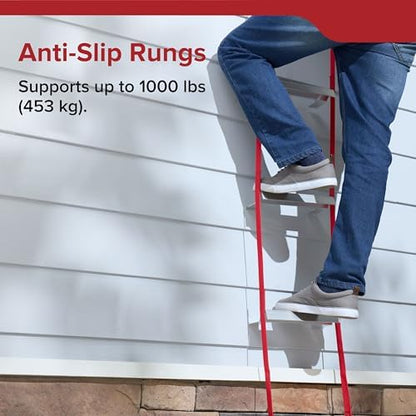 Kidde Fire Escape Ladder, 2-Story Rope Ladder, Extends to 13-Feet, Anti-Slip Rungs