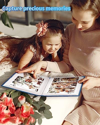 Photo Album 4x6 with 300 Pockets,Slip-in Picture Albums,Linen Cover Memory Book with Front Window,White Page Vertical Photo Book for Wedding,Family,Anniversare,Baby,Vacation