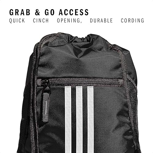 adidas Alliance Sackpack, Drawstring Backpack, Lightweight Small Gym Bag for Women and Men, Black, One Size