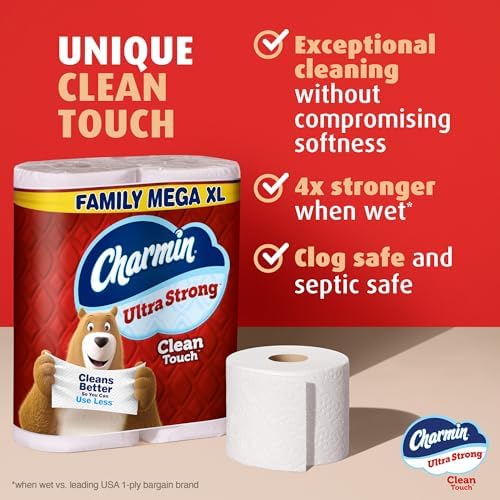 Charmin Toilet Paper Ultra Strong Clean Touch, 18 Family Mega XL Rolls = 126 Regular Rolls