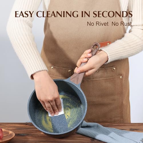 SENSARTE Nonstick Saucepan with Lid, 1.5 Quarts Small Pot with Swiss Granite Coating, Stay-cool Handle, Multipurpose Handy Sauce Pot Small Kitchen Cooking Pot, Induction Comptable, PFOA Free