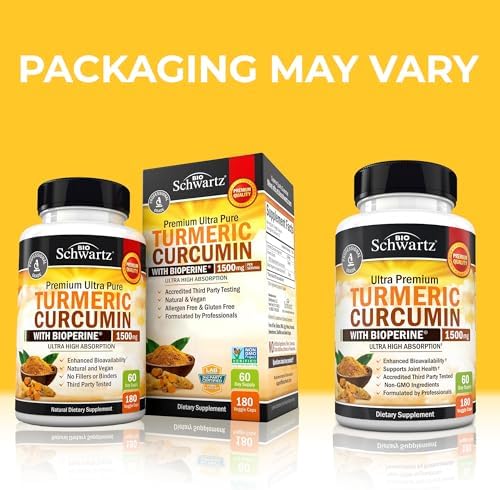 Turmeric Curcumin with Black Pepper Extract 1500mg - High Absorption Ultra Potent Turmeric Supplement with 95% Curcuminoids and BioPerine - Non GMO Tumeric Capsules for Joint Support - 180 Capsules