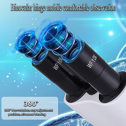 Compound Microscope，40X-2500X Research Class Professional Microscope，WF10x and WF25x eyepieces, Dual LED Lighting and Two-Layer Mechanical Stage，Microscope for Adults…