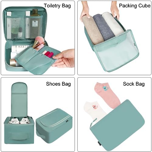 BAGAIL 8 Set Packing Cubes Luggage Packing Organizers for Travel Accessories (Dusty Teal)