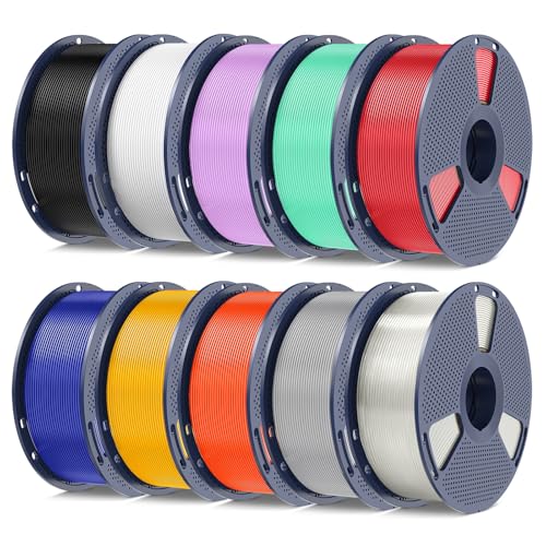 PETG Filament 1.75mm 2025 Upgrade Spool Compatible with Bambulab Refill Filament, 10kg(22lbs) SUNLU PETG 3D Printer Filament, Black+White+Space Grey+Transparent+Red+Blue+Yellow+Orange+Purple+Green