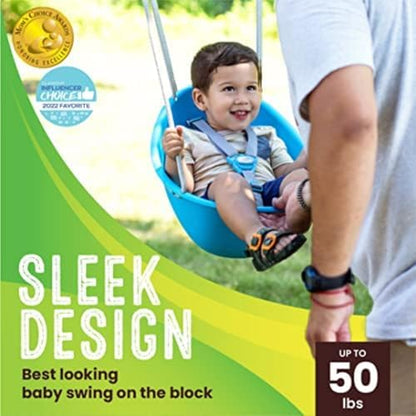 Swurfer Coconut Toddler Swing – Comfy Baby Swing Outdoor, 3- Point Adjustable Safety Harness, Secure, Safe Quick Click Locking System, Blister-Free Rope, Easy Installation, Ages 6-36 Months