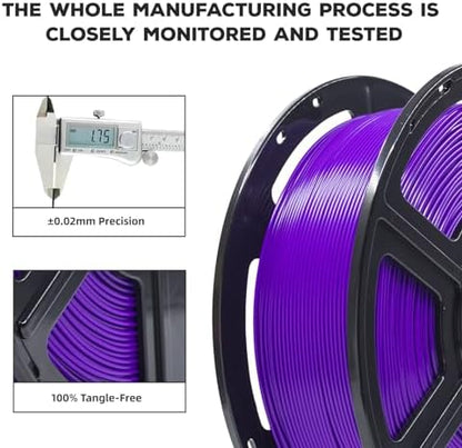 FLASHFORGE PLA Filament 1.75mm, 3D Printer Filament 1kg (2.2lbs) Spool, Dimensional Accuracy +/- 0.02mm, 3D Printing Filament Easy to Use and Fits for Most FDM 3D Printers (Purple)