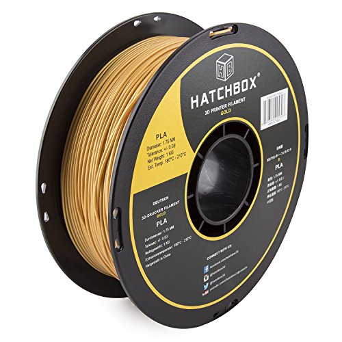 HATCHBOX 1.75mm Gold PLA 3D Printer Filament, 1 KG Spool, Dimensional Accuracy +/- 0.03 mm, 3D Printing Filament
