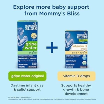 Mommy's Bliss Gas Relief Drops Bottle, Simethicone Drops for Infants, Relieves Stomach Discomfort, Safe & Gentle, Ginger Flavor, 1 Fl Oz (Pack of 3)
