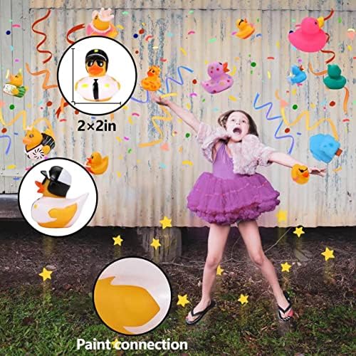 50 Pack Rubber Ducks for Kids Bath Toys and Jeep Ducks for Ducking, Rubber Ducks in Bulk for Kids, Baby Showers Accessories, Birthday Gifts and Summer Pool Party