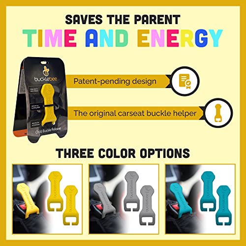 Bucklebee Easy Car Seat Buckle Release Aid for Children Unbuckle Car Seat Release Tool - Button Pusher - Opener for Nails - Buckle Release Tool (2 Packs Teal)