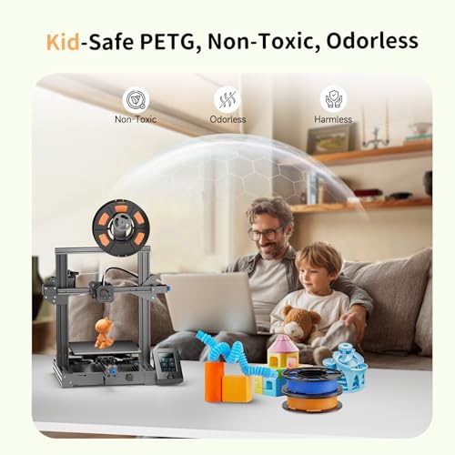 CREALITY PETG Filament Bundle, 8 Colors Total 2kg, 1.75mm 3D Printer PETG Filament, Individually Vacuum-Sealed, Fit for Most FDM 3D Printers, Black+White+Grey+Tansparent+Red+Blue+Green+Orange