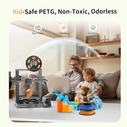 CREALITY PETG Filament Bundle, 8 Colors Total 2kg, 1.75mm 3D Printer PETG Filament, Individually Vacuum-Sealed, Fit for Most FDM 3D Printers, Black+White+Grey+Tansparent+Red+Blue+Green+Orange