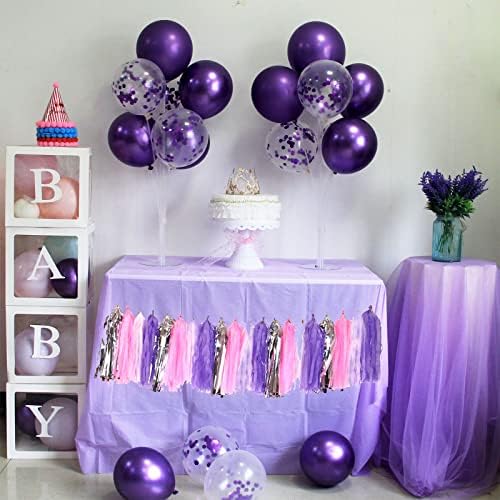 Purple Balloon Stand Centerpiece Table Decorations for Birthday Bridal Shower Wedding Engagement Mother's Day Graduation Halloween Party Decorations(Purple set4)