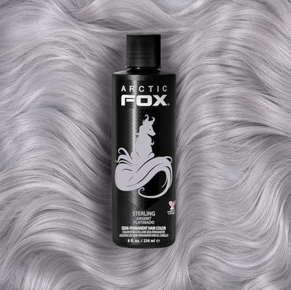 Arctic Fox Semi-Permanent Hair Dye, Vegan & Cruelty-Free, Pastel Silver Toner for Platinum Blonde, Conditioning Formula, Ammonia & Peroxide Free, STERLING, 8 Fl Oz (Pack of 2)