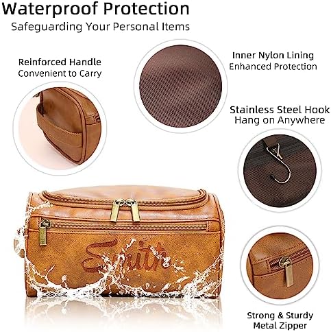 Personalized Toiletry Bag for Men, Engraved Name Initials Toiletry Bag, Customized Monogram Travel Shaving Dopp Kit for Groomsmen, Gift for Christmas, Birthday, Dad, Husband, Grandpa, Lover