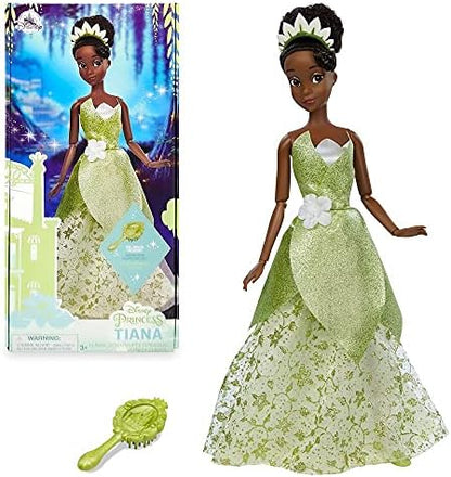 Disney Store Official Disney Princess Classic Doll (Tiana from The Princess and the Frog), 11 Inches, includes Brush with Molded Details, Posable Toy in Classic Outfit - Disney Princess Toys for Girls