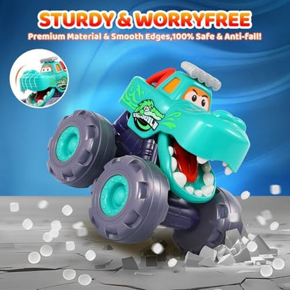 Car Toys for 1 Year Old Boy Gifts, Pull Back Monster Truck Toy Cars for Toddlers 1-3, 1 2 3 One Year Old Boy Birthday Gift 1st Vehicles Kids Stocking Stuffers Toddler Baby Boys Toys 12-18 Months