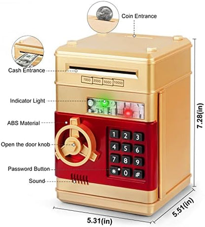 Refasy Piggy Bank Cash Coin Can ATM Bank Electronic Coin Money Bank for Kids Age 3-12, Money Savings Box Mini ATM Coin Bank Toys Gifts for 3 4 5 6 7 8 9 10 11 12 Year Old Boys Girls