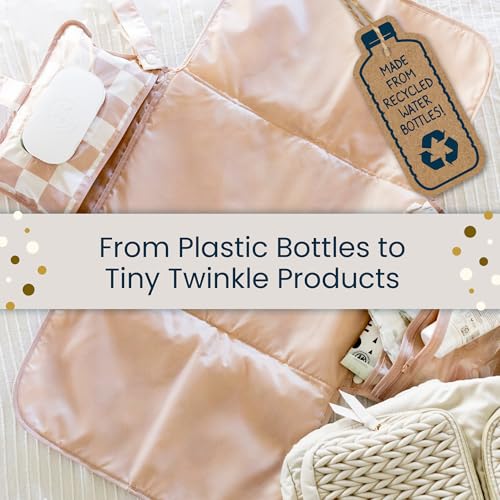 Tiny Twinkle Portable Diaper Changing Pad-Foldable Waterproof Changing Mat&Portable Changing Pad for Travel,Baby Changing Station with Smart Wipes Pocket&Storage (Sage Checkers)