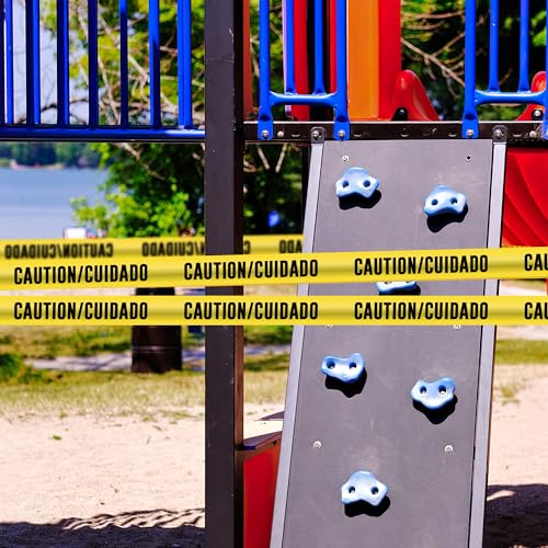 ATERET Premium Yellow Caution Cuidado Tape 12-Pack 3 inch x 1000 feet, Hazard Safety Tape, Construction Tape for Danger/Hazardous Area, Ideal Use for Halloween Decorations, Party, Work-Site