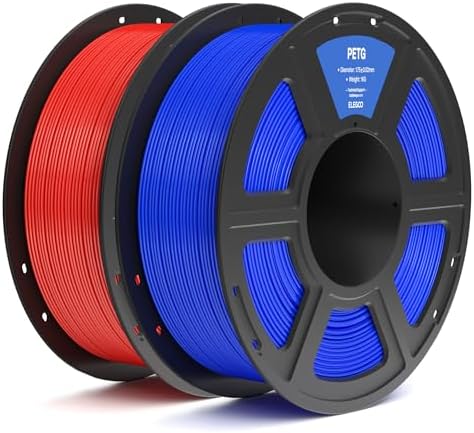 ELEGOO PETG Filament 1.75mm Red & Blue 2KG, 3D Printer Filament Dimensional Accuracy +/- 0.02 mm, 2pcs 1kg Spool(2.2lbs) Fits for Most FDM 3D Printers