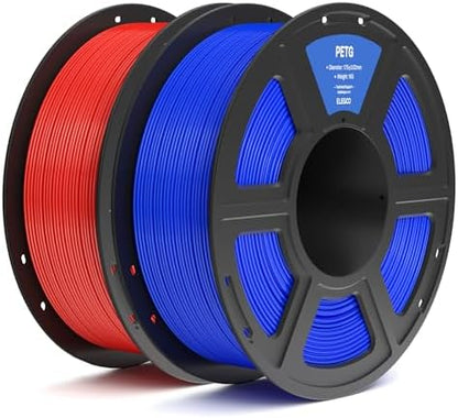 ELEGOO PETG Filament 1.75mm Red & Blue 2KG, 3D Printer Filament Dimensional Accuracy +/- 0.02 mm, 2pcs 1kg Spool(2.2lbs) Fits for Most FDM 3D Printers