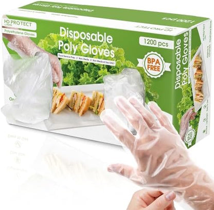 Keppi 1200 pcs Disposable Gloves - BPA & Latex Free - Gloves Disposable Latex Free - For Food Handling - Food Safe - For Cooking - Bulk Purchase - Great Fit - Plastic