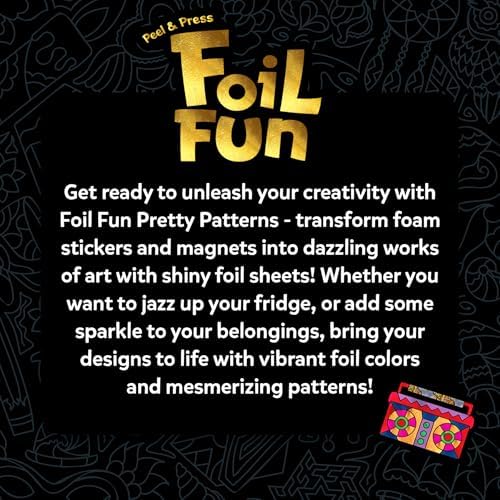 Skillmatics Foil Fun - Pretty Patterns, 18 DIY Magnets Mess-Free Art, Colorful Creative Party Activity, Craft Kits, 60+ Foam Stickers, Gifts for Kids, Teens, Adults, Families
