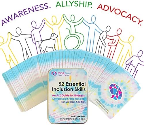 Mind Brain Emotion 52 Essential Inclusion Skills - A to Z Guide to Kindness, Compassion, Respect for Diversity and Disabilities - Educational Cards and Health Advocate to Teach Kids Empathy