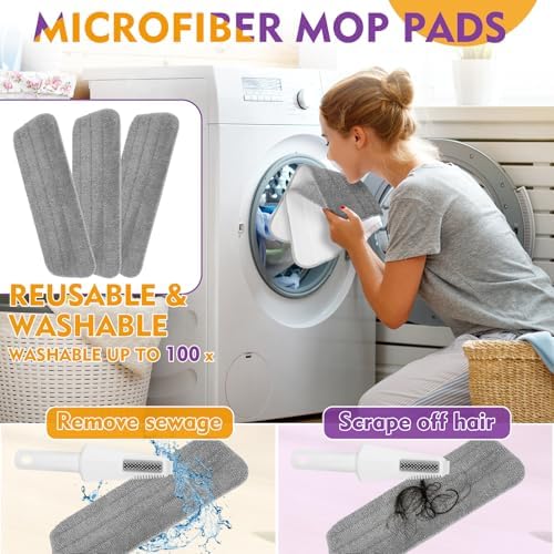 Spray Mop for Floor Cleaning with Washable Reusable Pads - Microfiber Wet Dry Mop with 800 ml Refillable Bottle,Dust Mops with Sprayer for Hardwood Laminate Vinyl Tile