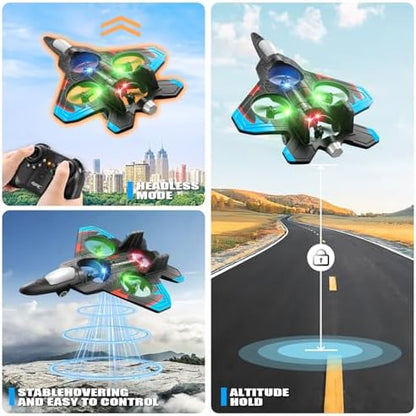 4DRC V32 Foam Remote Control Airplanes with 3 Batteries, RC Planes for Kids Adults 8-16, RC Airplane Fighter Jet with Light, 360° Flip Fighter Jet Toys, Stunt Roll, Airplane Toy Gifts for Kids Boys