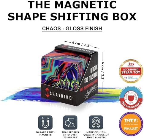 Shashibo Shape Shifting Box - STEM Magnetic Fidget Cube That Transforms Into Over 70 Shapes, Download Fun in Motion Toys Mobile App (Chaos)