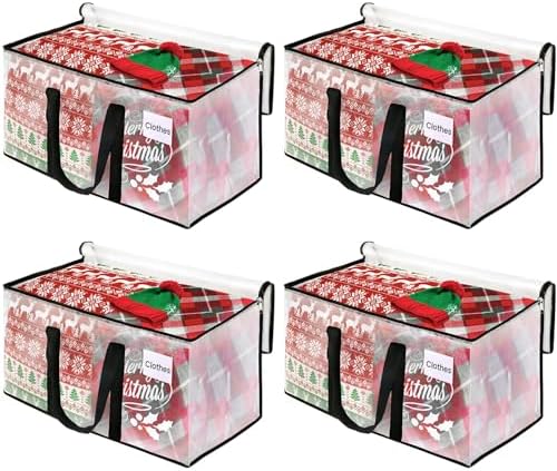 Clear Moving Bags Heavy Duty Extra Large, Moving Supplies with Reinforced Handle and Double Zipper, Storage Bags for Moving Essential, Packing Bags Alternative to Moving Box(4 Packs, Clear)