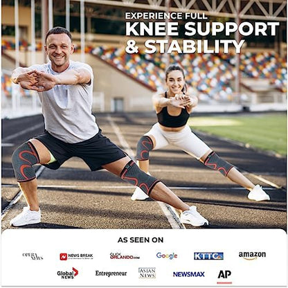 Modvel Compression Knee Brace for Women & Men, 2-Pack Knee Brace for Running Knee Pain, Knee Support Compression Sleeve, Workout Sports Knee Braces for Meniscus Tear, ACL & Arthritis Pain Relief