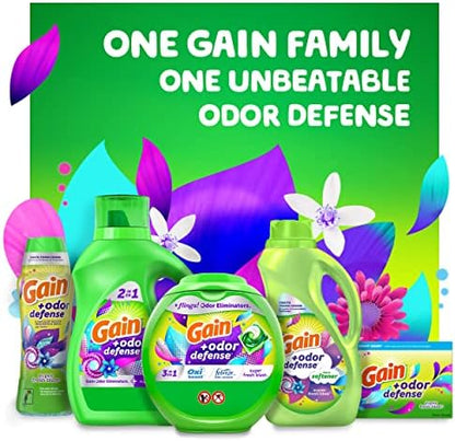 Gain + Odor Defense Liquid Laundry Detergent Super Fresh Blast Scent 154 fl oz 107 Loads HE Compatible (Pack of 2)