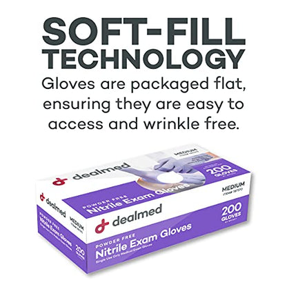 Dealmed Nitrile Medical Grade Exam Gloves, Disposable, Latex-Free, Medium (200 ct.)