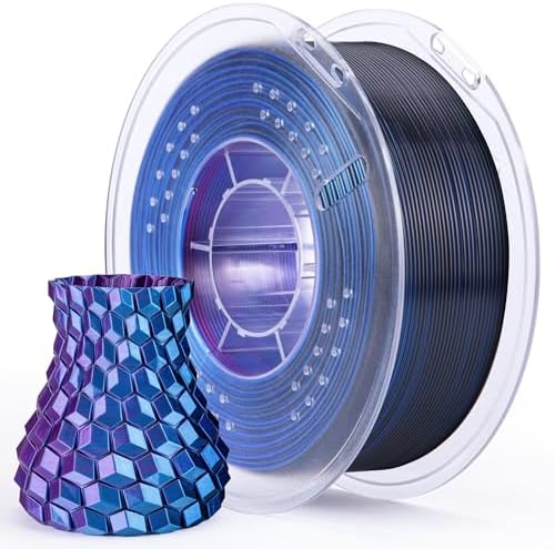 ELEGOO Silk PLA Filament Triple Colors Blue Purple Black, Shiny Tri-Color 3D Printer Filament 1.75mm Dimensional Accuracy +/- 0.05mm, 1kg Spool(2.2lbs) Fits for Most FDM 3D Printers