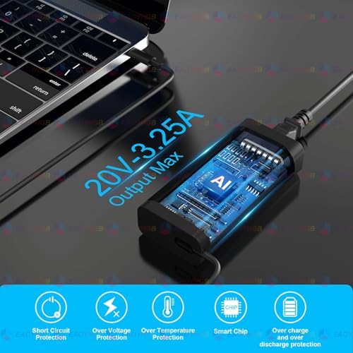 65W 45 Watt USB Type C Laptop Charger Compatible with Dell XPS 13, Latitude 5440 5540 5450 5420 7420 5520 E5440 E5430 5320 7440 5430 5530 7430 7450 Power Cord, Chromebook 3100 2in1 Computer AC Adapter