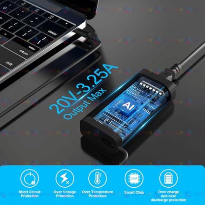 65W 45 Watt USB Type C Laptop Charger Compatible with Dell XPS 13, Latitude 5440 5540 5450 5420 7420 5520 E5440 E5430 5320 7440 5430 5530 7430 7450 Power Cord, Chromebook 3100 2in1 Computer AC Adapter