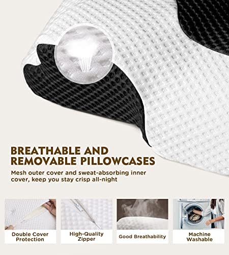 Osteo Cervical Pillow for Neck Pain Relief, Hollow Design Odorless Memory Foam Pillows with Cooling Case, Adjustable Orthopedic Bed Pillow for Sleeping, Support for Side Back Sleepers