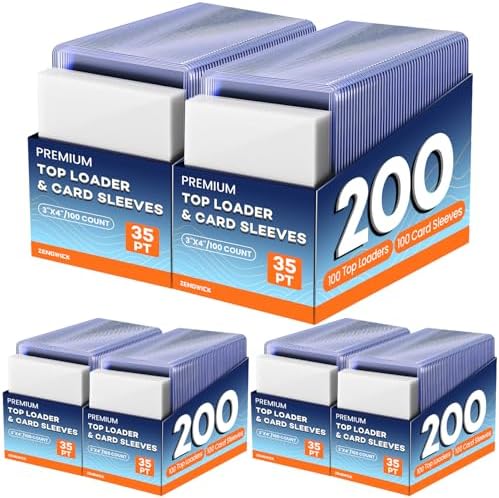 600 Card Sleeves Top Loaders for Cards, 3" x 4" Hard Plastic Toploaders, Baseball Card Protectors, Trading Card Holder for Football Sports Cards (300 Toploaders + 300 Penny Sleeves)