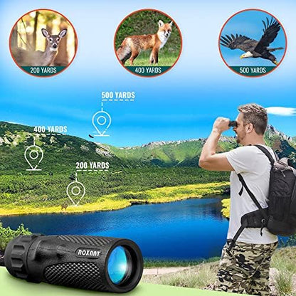 Roxant Viper Monocular Telescope – 10x25 Monoculars for Adults High Powered | Military Grade BAK4 Prism Pocket Scope | Weatherproof with Case, Wrist Strap & Smartphone Adapter