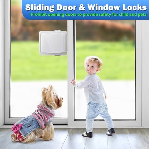 Sliding Door Lock, 6 Pack Child Safety Sliding Glass Door Lock for Sliding Glass Doors, Sliding Windows, Sliding Closet, etc. Easy to Installation Provides More Security for Your Baby and Pets