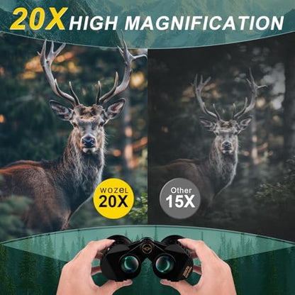 20x70 Binoculars for Adults High Powered - WOZEL HD Bird Binoculars with Clear Low Light Vision - Powerful Binocular for Bird Watching Hunting Travel Outdoor Hiking