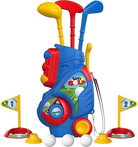 Liberry Toddler Golf Set, Upgraded Kids Golf Cart with Unique Shoulder Strap Design, Indoor and Outdoor Golf Toys for Boys and Girls Aged 1-5 Years Old