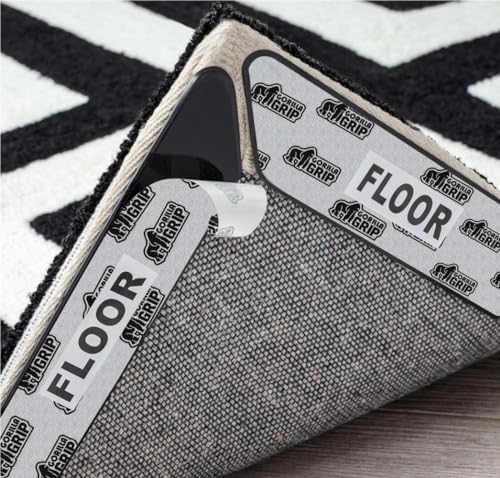 GORILLA GRIP 12 Pack Rug Gripper Pads, Keep Area Rugs Corners from Curling and Bunching, Reusable Dual-Sided Flexible Sticky Pad, Grips Floor Underlayment, Hold Carpet in Place on Hardwood Floors