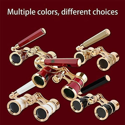 Yourelexit® Opera Glasses Binoculars 3X25 Lorgnette Theater Glasses Optical BK9 Mini Compact Lightweight Built-in Foldable Adjustable Handle Vintage for Adults Kids Women in Musical Concert Cinema